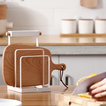

Knife Block Cutting Board Chopper Holder Drying Rack Kitchen Storage Organizer Counter Display Stand With Tray White