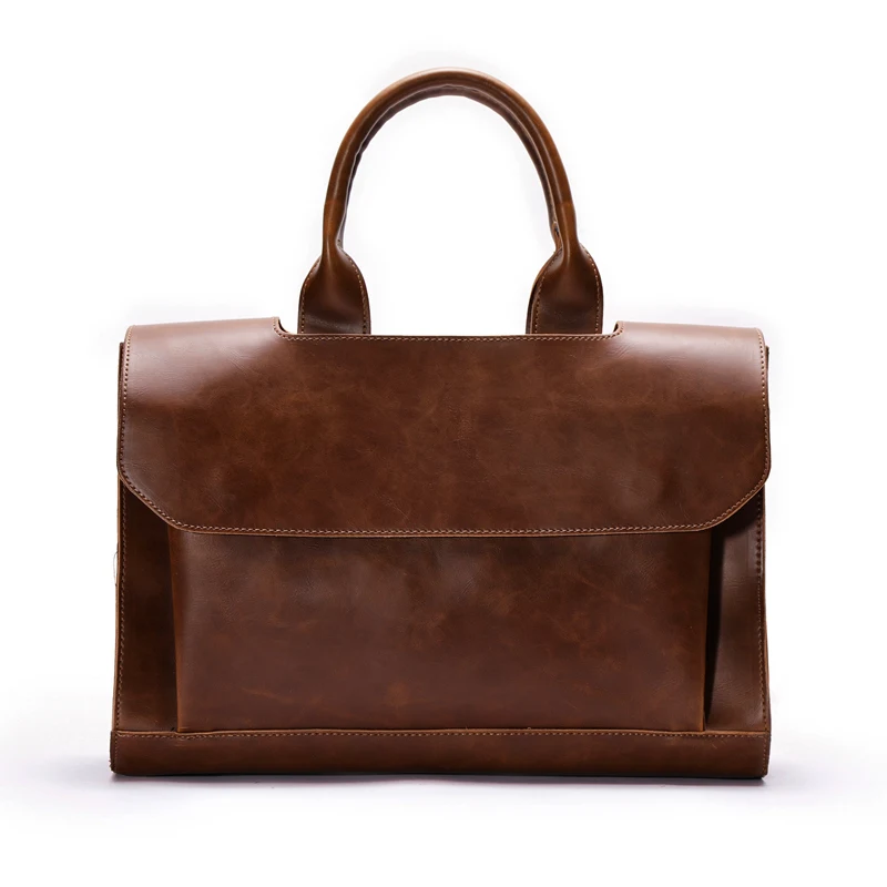 

Vintage Leather Briefcases Men Messenger Bags Brown Luxury Business Briefcase Document Lawyer Laptop Bag