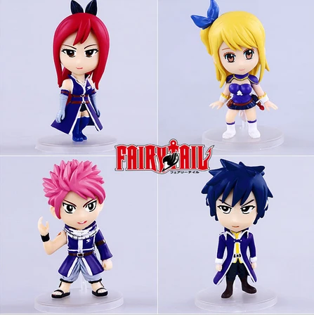 

EMS 20 Sets/lot (4Pcs/Set) 4 Types Anime Cartoon Fairy Tail Natsu Lucy Elza Gray PVC Action Figure Toys With Box Free Shipping