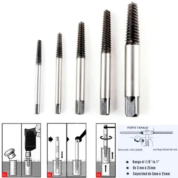 

New 5Pcs/set Broken Bolt Remover Car Tire Repair Tool Steel Broken Speed Out Damaged Screw Extractor Drill Bit Guide Set