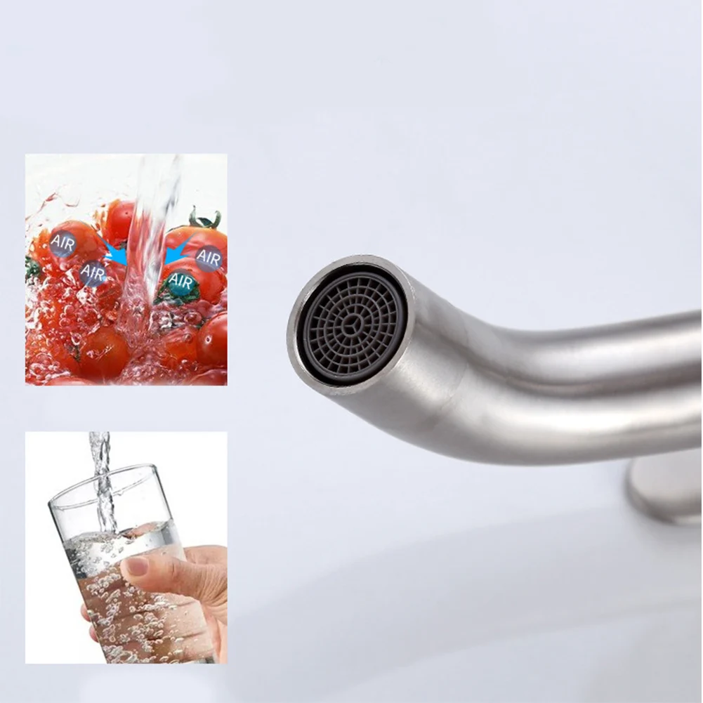 

Elegant Basin Faucet Deck Mounted Water Tap Toilet Modern Stainless Steel Single Cold Handle Wash Sink Useful Bathroom Kitchen