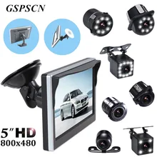 GSPSCN Car Parking Assistance with Rubber Vacuum Cup Bracket 5 inch Rear View Monitor + Car Reversing Rearview Backup Camera