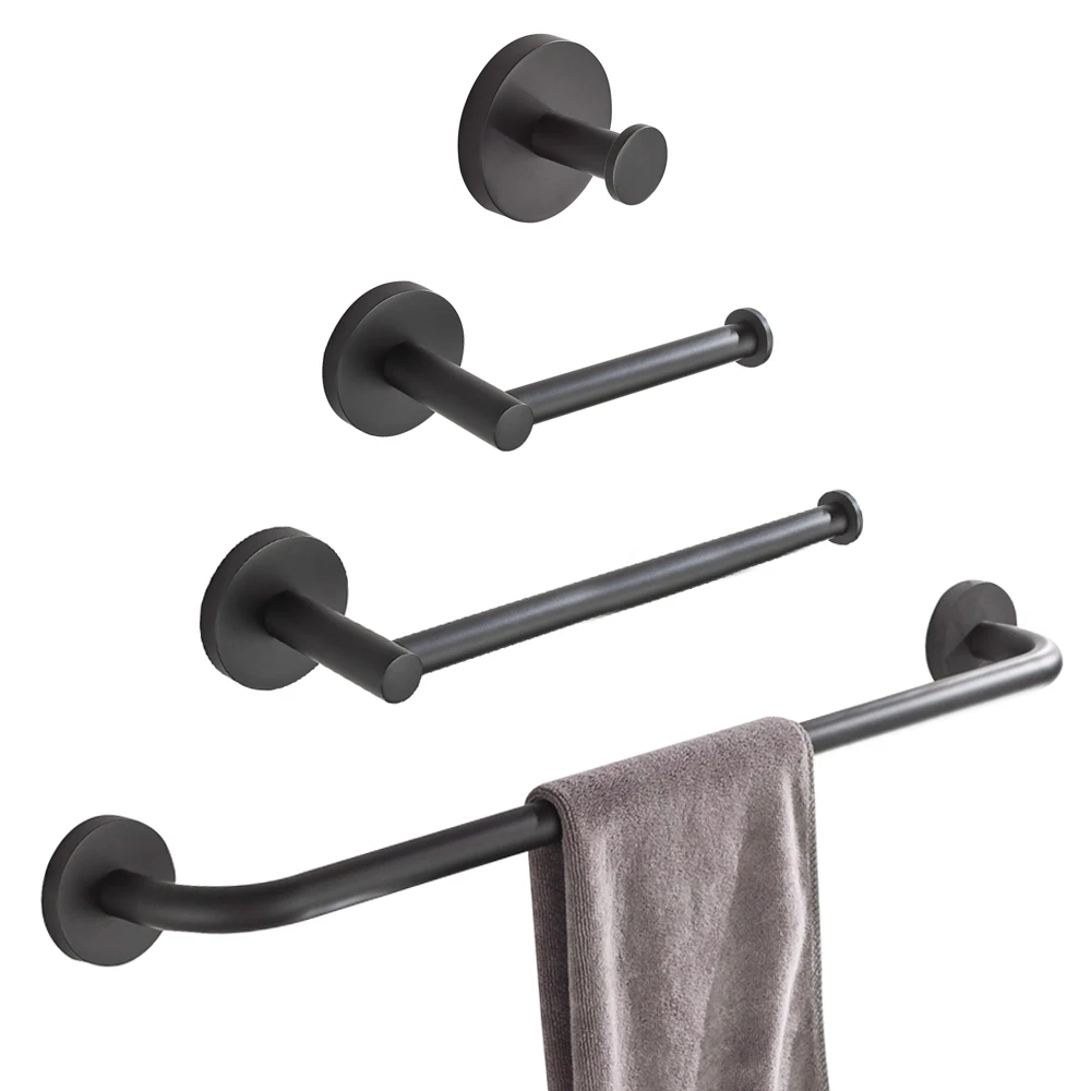 Leyden 304 Stainless Steel Black 4pcs Bathroom Accessories Set Single