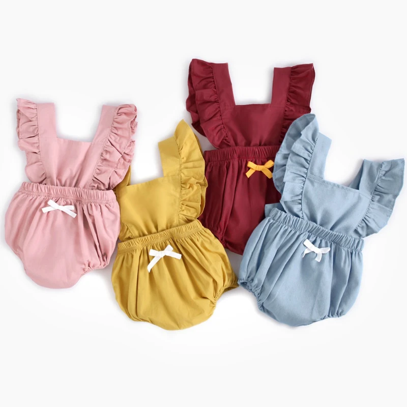 

Summer Cute Solid color Ins Baby Girls Clothes Jumpsuit Romper 0-24M Age Ifant Toddler Newborn Outfits Set Hot Sale