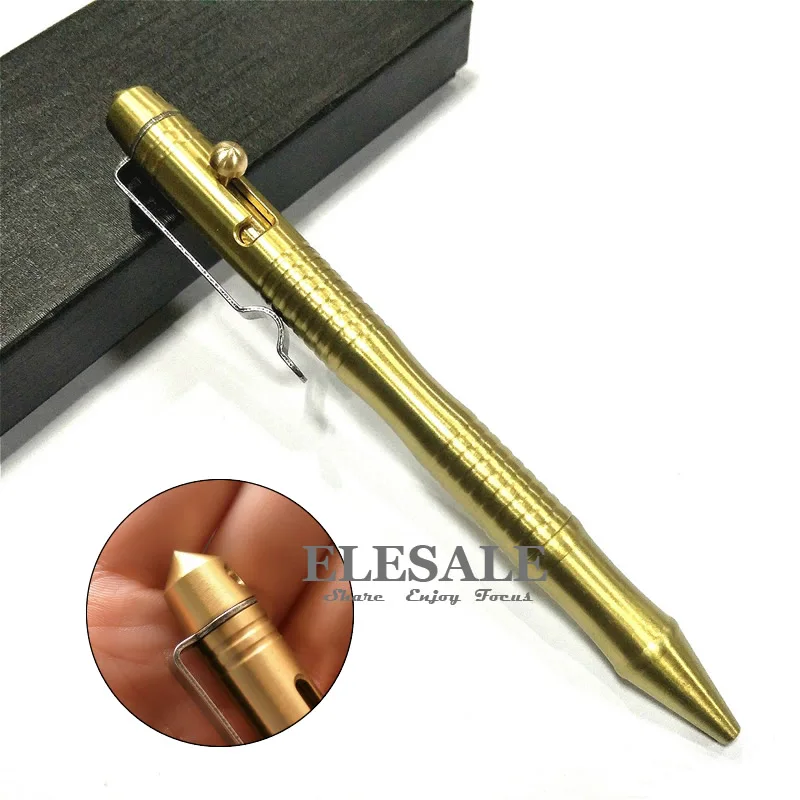 Высокое качество, латунная тактическая ручка для самозащиты, болт, переключатель, шариковая ручка для письма, для наружного лагеря, EDC, инструмент, подарочная коробка