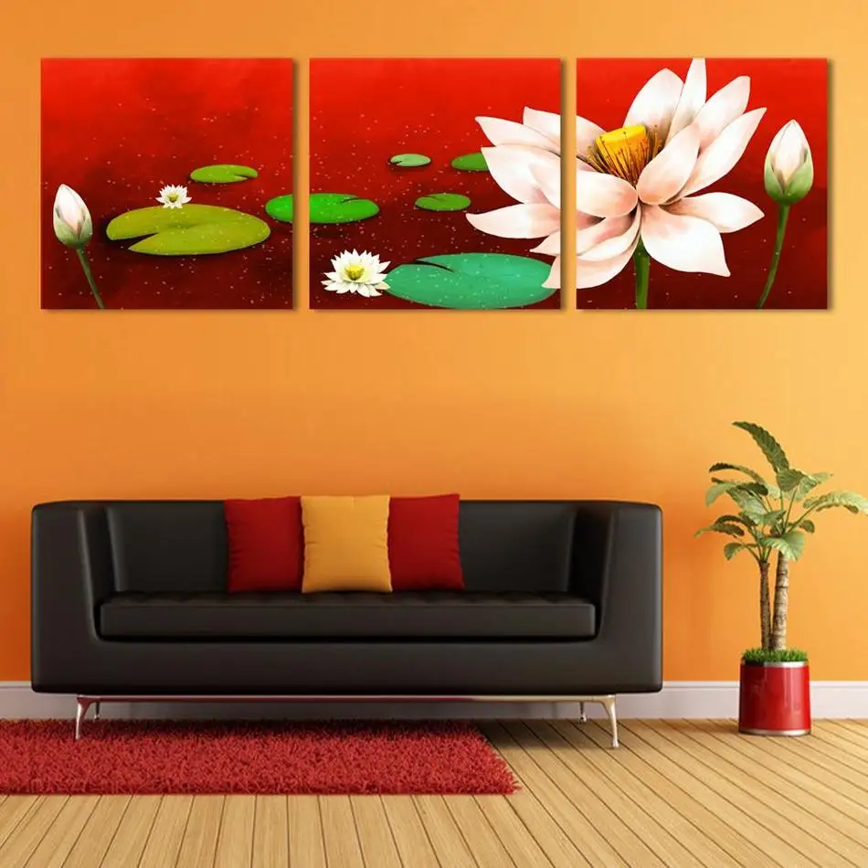 3 Panel Modern Printed Flower Painting Pictures Canvas Art oil Painting