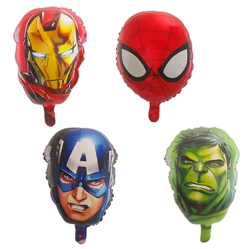 

50pcs Captain America Spider Cartoon Man Head Foil Balloons 55*33CM The Avengers Hero balloons birthday party Decor Kids toys