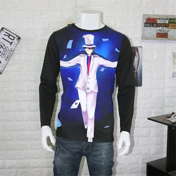 

Cosplay Japan Anime Detective Conan T Shirt Kaitou Kiddo Funny Cool T-shirts Case Closed Long Sleeve Printed Tops Tees
