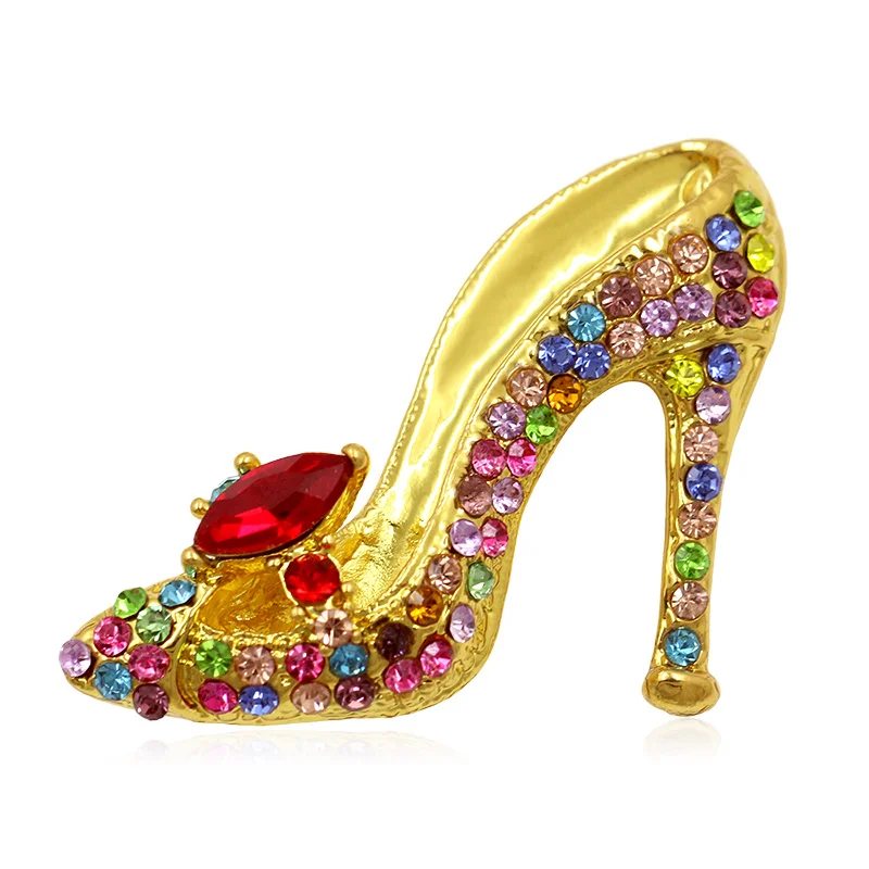 

Multi-Colors Crystal Rhinestones High Heel Shoes Brooch Pins for Women