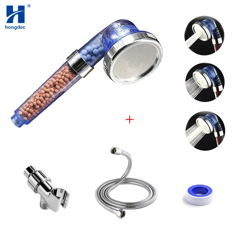 

Hongdec Bathroom High Pressure Ionic Filter Water Saving 3 mode spa hand held shower head set