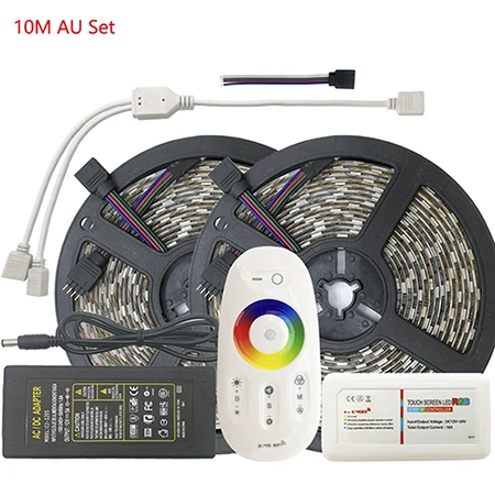 RGB светодиодные полосы Водонепроницаемый 5050 RGBW RGBWW светодиодный свет гибкая неоновая лента с 2,4G RF контроллер и мощность для домашние декорации - Испускаемый цвет: 10M AU Set