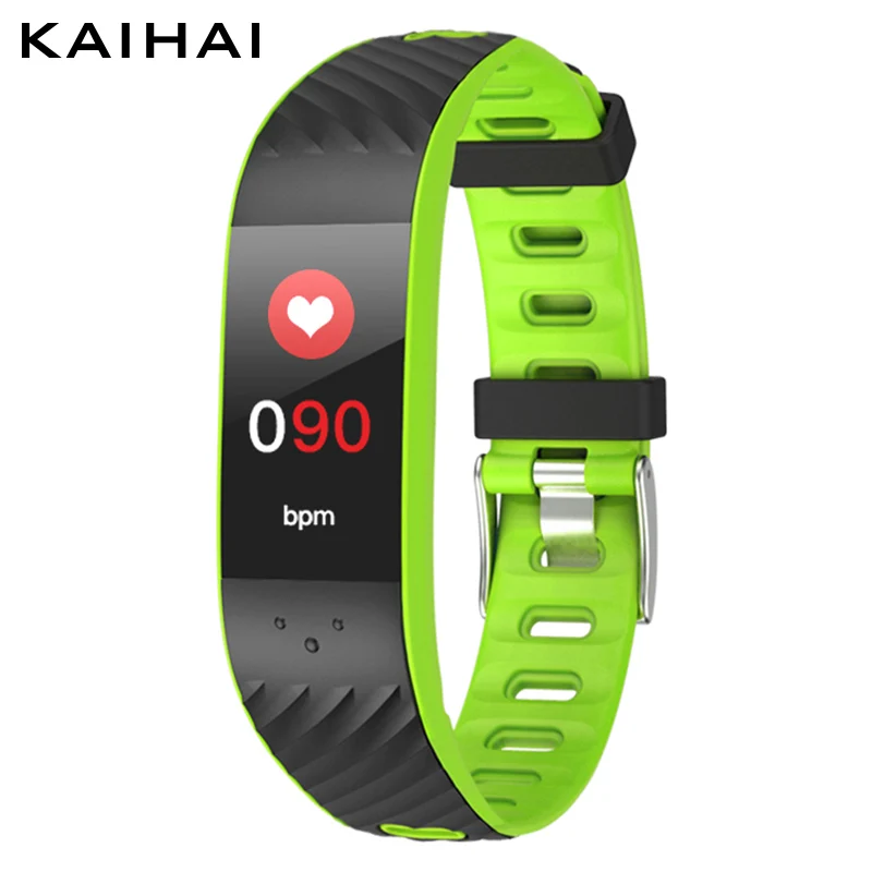 KAIHAI smartband кровяное давление монитор сердечного ритма спортивный смарт-браслет часы фитнес-трекер запястье для android и ios - Цвет: Green  smartband