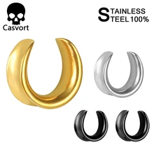 Casvort 2 PCS New Saddle Ear Tunnel Plug Piercing Ring Expander Studs Stretchers Fashion Body Piercing Jewelry Earrings Gift