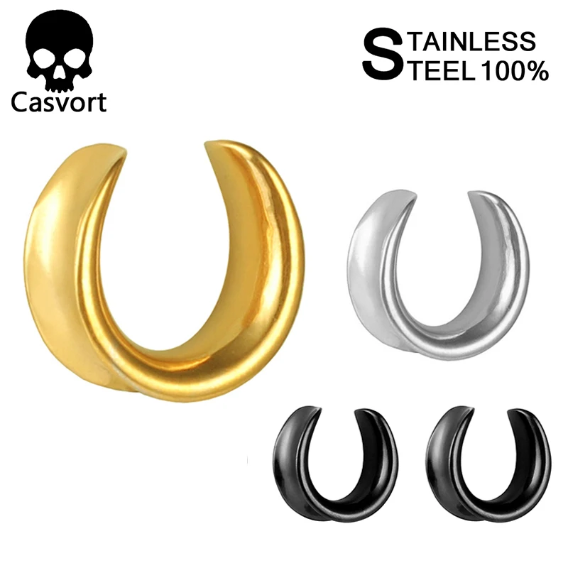 Casvort 2 PCS New Saddle Ear Tunnel Plug Piercing Ring Expander Studs