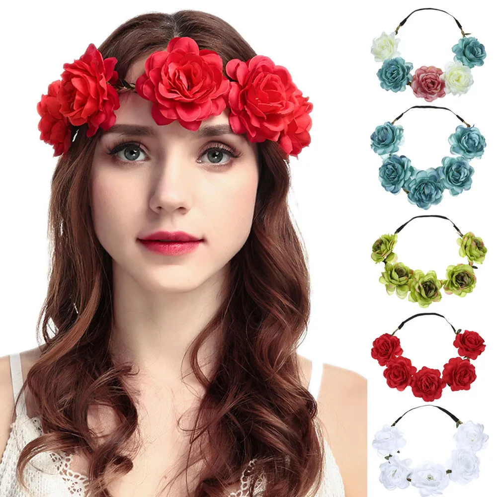 

Boho Ladies soft Floral Flower comfortable Festival Wedding Garland Hair Head Band Beach Party L50/0109