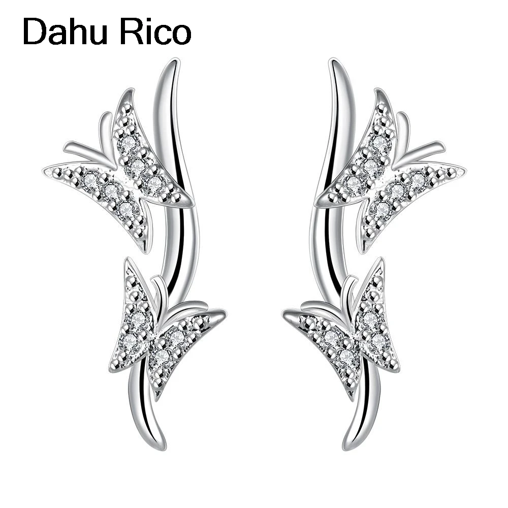 oorknopjes studs aretes orecchini white cubic zirconia plata plated joia marque de luxe moda ofertas Dahu Rico stud earrings | Украшения и