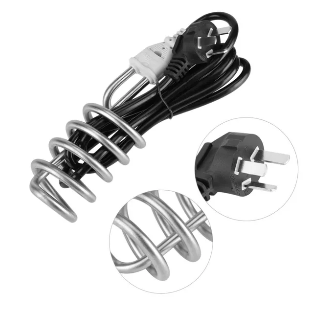 2500W 220V Stainless Steel Electric Portable Immersion Heater Boiler Water Heating Element For Bathroom Home