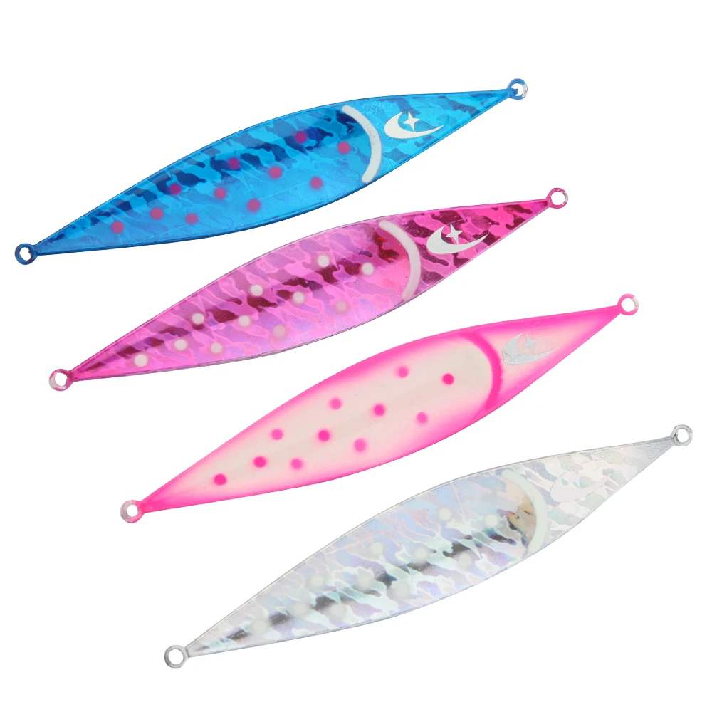 

2pcs/pack 60g 80g 100g luminous fishing lure beach long casting far shot marine boat slow casting metal bait pesca jig glowing