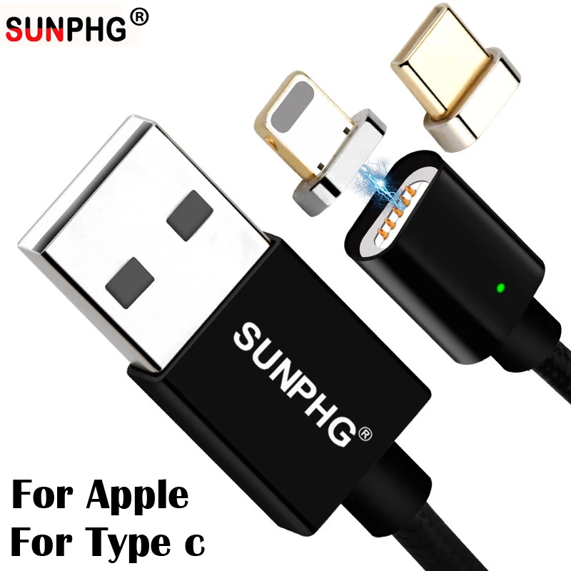 

SUNPHG For iphone USB Type C cable Fast Charging Type-c Magnetic Cable for Samsung LG USB C With Led Charging Cable 1m 2.4A
