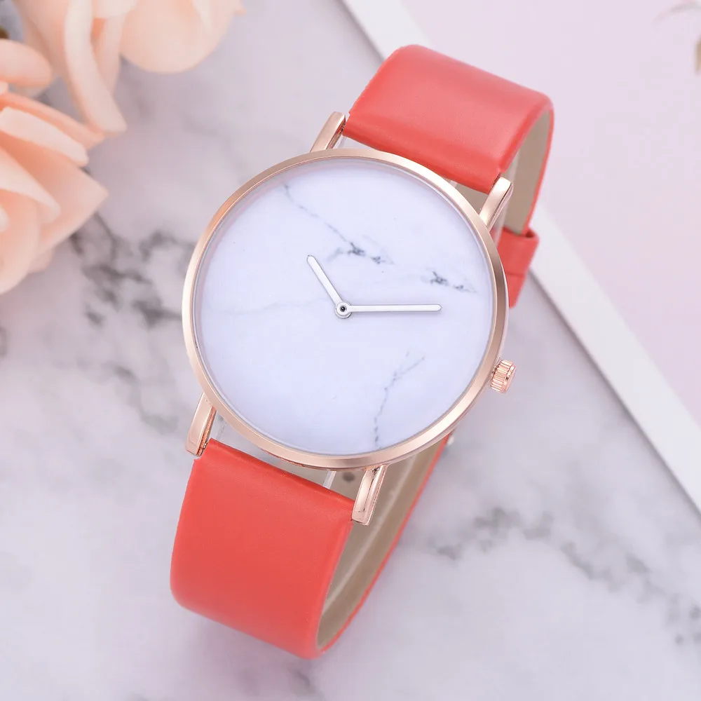 

Womens Watch Fashion Simple Solid Pattern Wristwatch Clock Leather Strap reloj pulsera mujer relogios femininos dames horloges