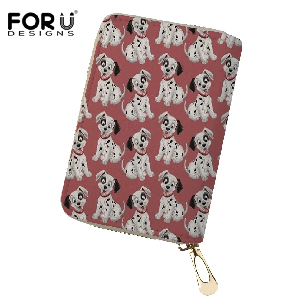 

FORUDESIGNS Women Business Card Holder Wallets Cute Dalmatian Lover Dog Printed Bank Credit Card Case ID Holders Mini Coin Purse