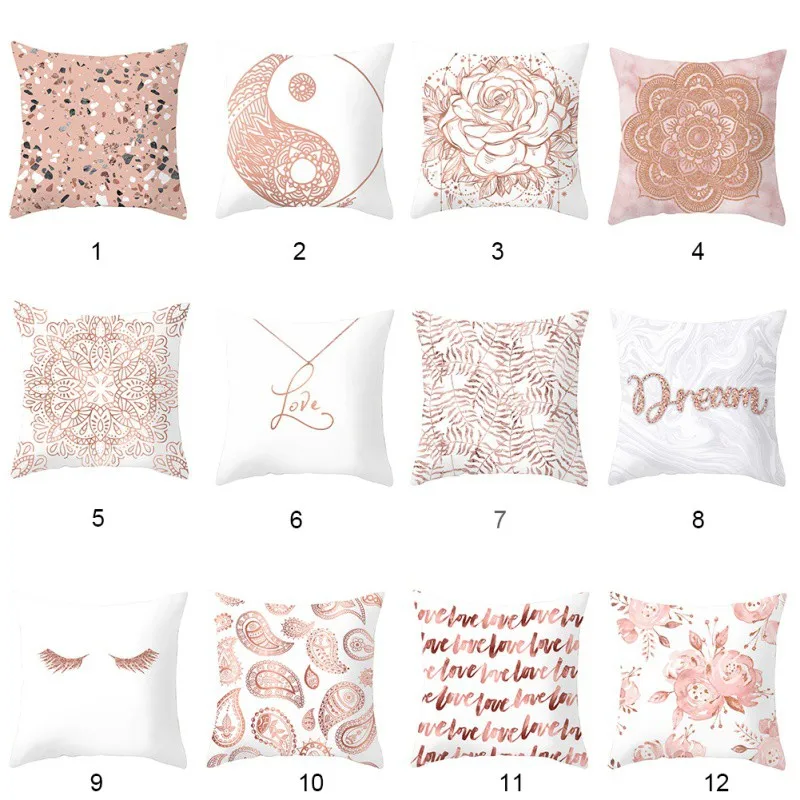 

45x45cm Geometric Pillow Case Rose Gold Pink Decoration Cushion Cover Square Geometry Pillowcase Home Decorative Pillows Cover