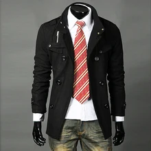 Быстрая осеннее пальто с двойной пряжкой и значками модное мужское пальто средней длины с воротником-стойкой и эполетом