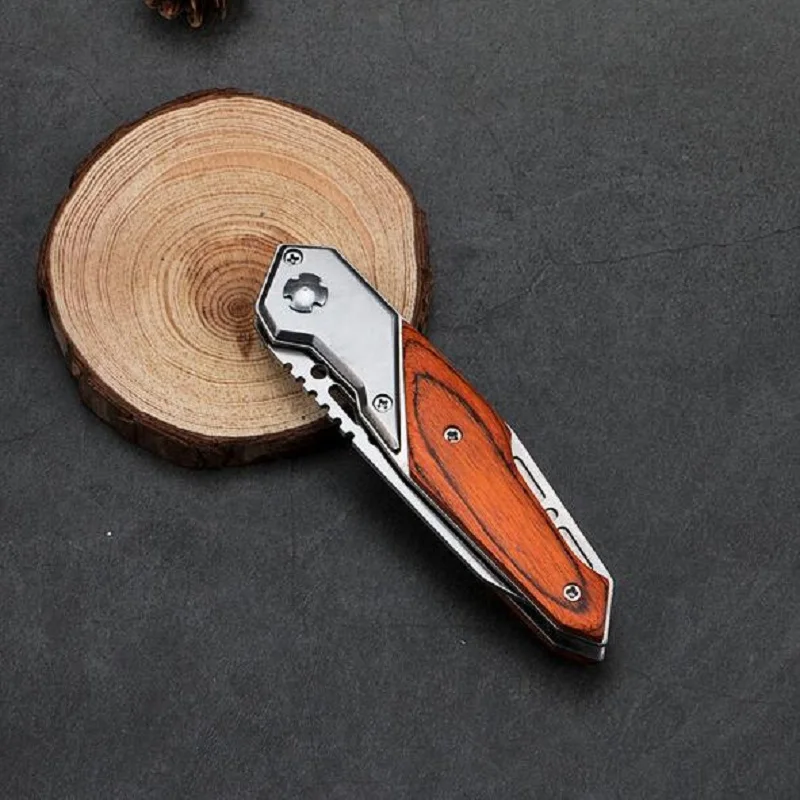Открытый высокой твердости специальный инструмент самообороны дикая тактическая деревянная ручка ножа Складной нож для фруктов