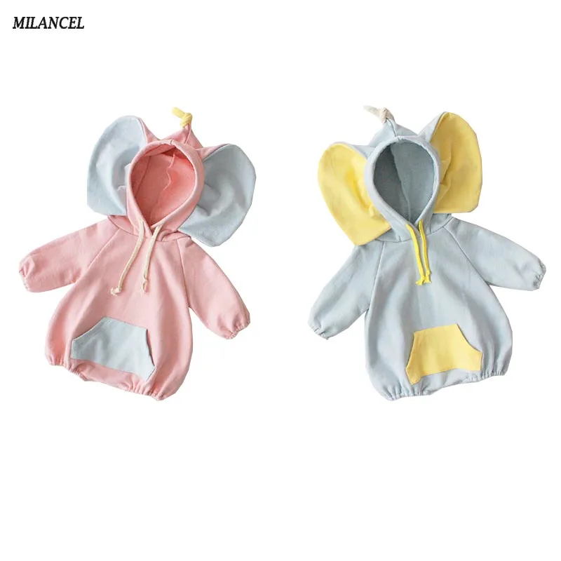 

MILANCEL 2019 Spring Baby Bodysuits Animal Style Infant Clothing Hooded Toddler Boys Bodysuits Cute Baby Outerwear