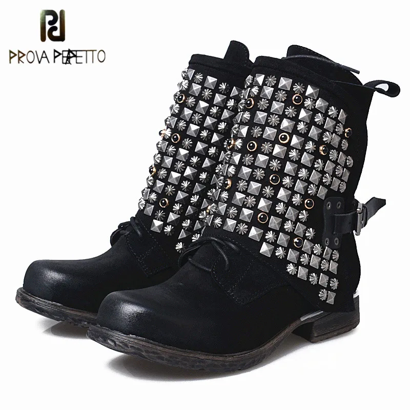 

Prova Perfetto Hot Sale Shoe Martin Boots Cow Suede Leather Ankle Shoes Casual Shoes Brand Design Retro Handmade Women Boots
