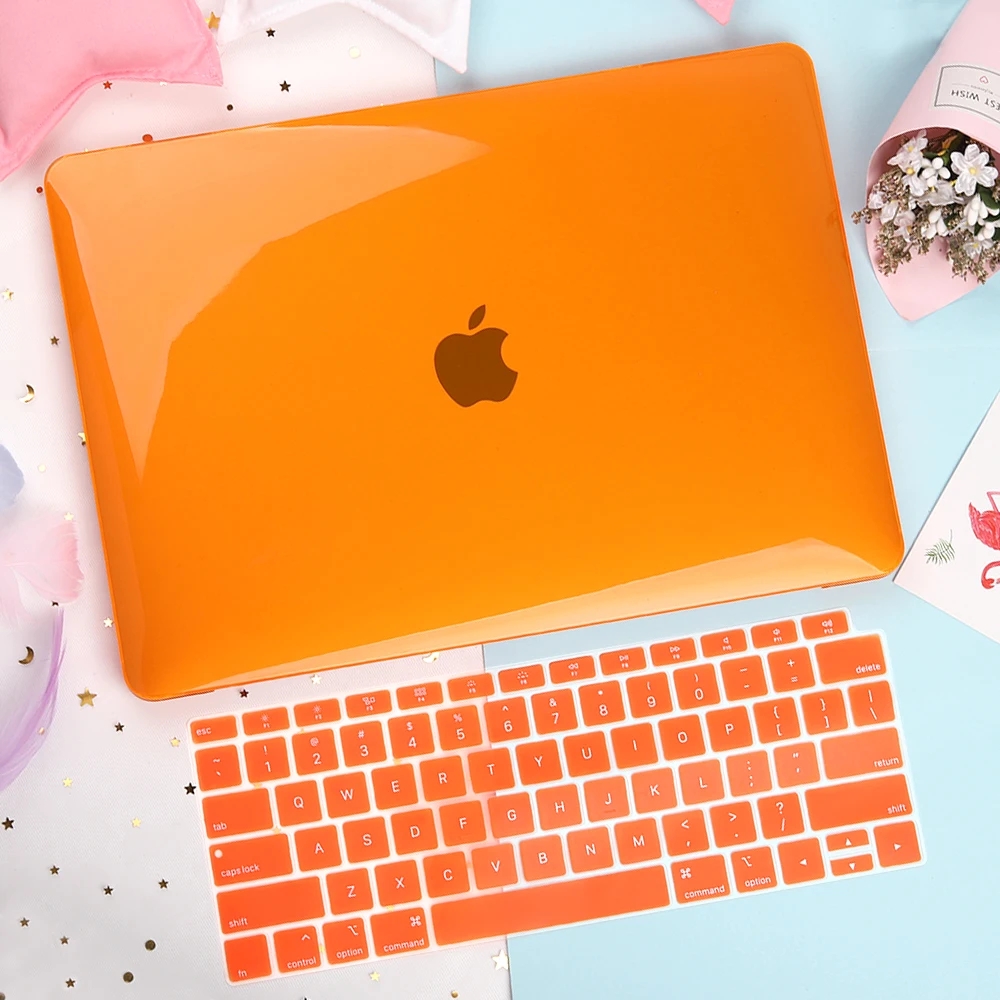 Прозрачный пластиковый твердый чехол для ноутбука MacBook Air 13 retina Pro 13 15 16 дюймов ноутбука крышка клавиатуры A1932 A2141 A2159 - Цвет: Оранжевый