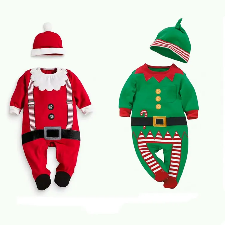 2016 New Christmas Infant Boys Girs font b Rompers b font Suit Hat font b Rompers