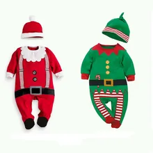 2016 New Christmas Infant Boys Girs font b Rompers b font Suit Hat font b Rompers