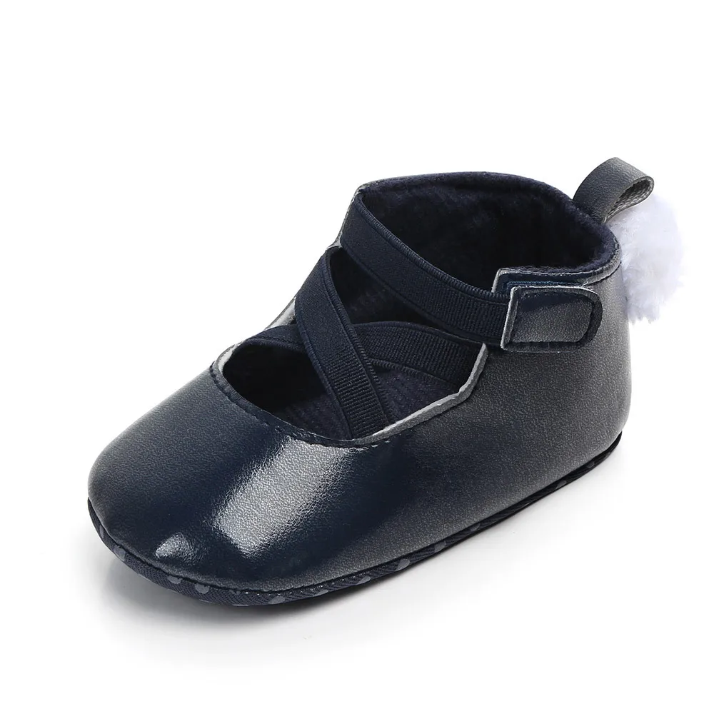 Фирменная Новинка ясельного и дошкольного возраста детские кроссовки для девочек с бантом; нескользящая обувь для младенцев хвостик мягкая подошва вечерние ходунков, на возраст от 0 до 18 месяцев - Цвет: Dark blue