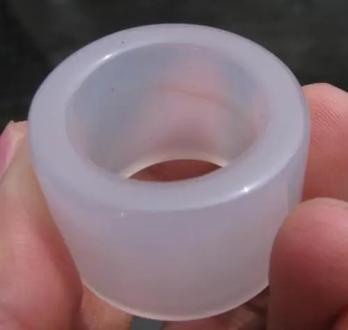 

Free Shipping >>aged natural white jade hand carved man banzhi ring size13 old ring