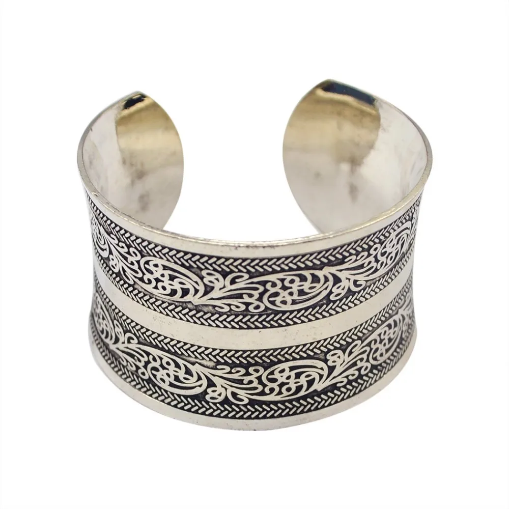 Модные Винтажные стильные тибетские ювелирные изделия античные серебряные богемные браслеты Античные тибетские резные манжеты браслеты для женщин