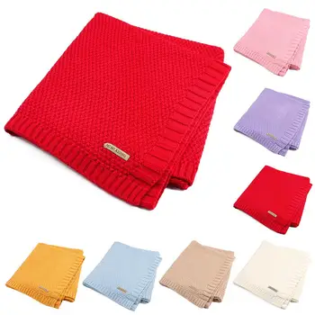 

100% Acrylic Fiber Baby Knitted Blanket High Quality Candy Color Infant Woolen Blanket For Boys Girls Children 100 X 80CM