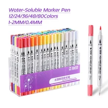 STA 12/24/36/48/80 Цвета набор ручки, маркеры для рисования двойной советы чернила на водной основе кисть для рисования манга дизайн искусство Сделано в Китае