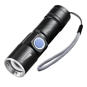 

New USB LED Flashlight Handy Rechargeable Torch Light Hunting Mini USB LED Lanterna 3 Modes Zoomable Torch for Camping Hiking