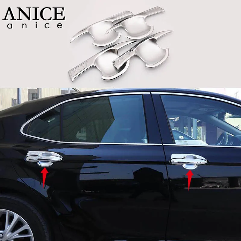 

4pcs Chrome ABS Outer Door Handle Bowl Decorator Trim fit For toyota Camry 2018-2019
