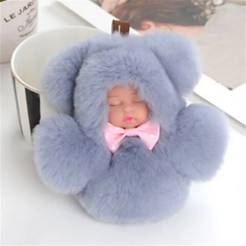 Christmas Fur Keychains Rex Rabbit fur fluffy pendant Mengmeng dead hair GIFT PENDANT new year bag Key chain car ornaments | Украшения и