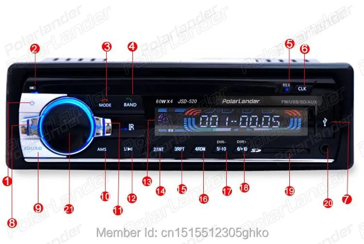 Лидер продаж 1 Din один автомобильный Радио Стерео FM MP3 проигрыватель USB SD AUXIN Автомобильная электроника Bluetooth громкой связи Музыка Аудио авто