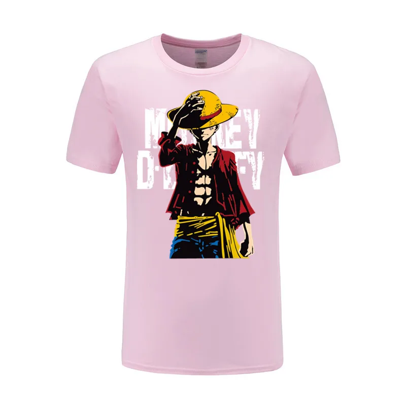 Новая летняя футболка из одного предмета, мужские футболки с обезьянкой D Luffy, новые хлопковые футболки с короткими рукавами с Аниме Зоро Ace, футболка - Цвет: pink