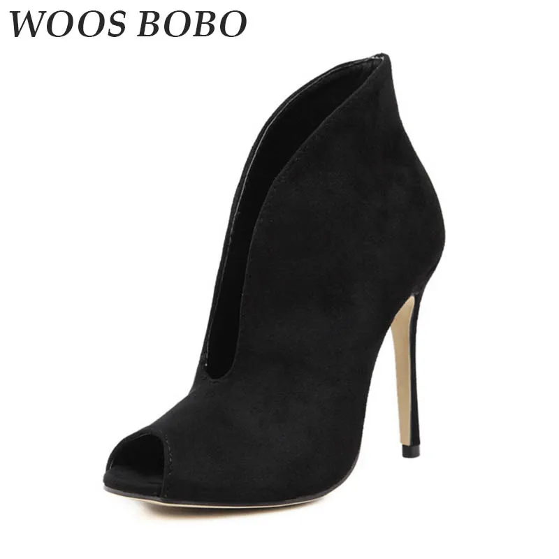 

BOBO Luxury Woman Brand Ankle Boots Spring Sexy Peep Toe Ankle Boots For Women Casual Fashion Thin Heels Ladies Spike Heels Girl