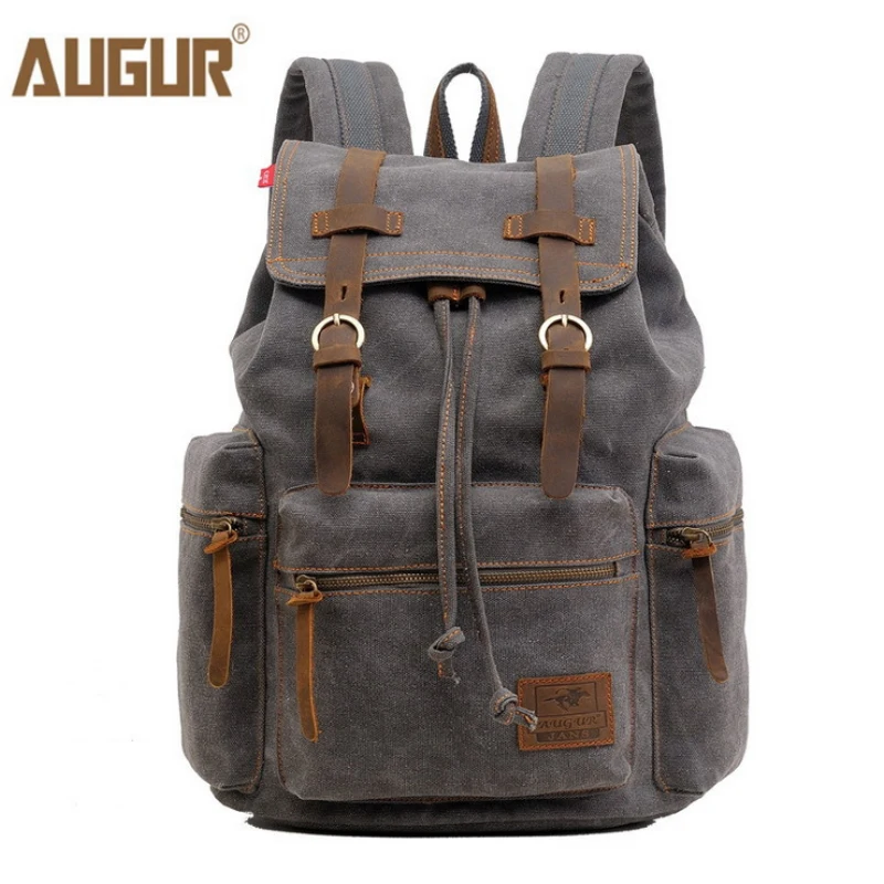 AUGUR Crazy Horse винтажная прочная ткань Mochila мужской рюкзак школьные сумки для