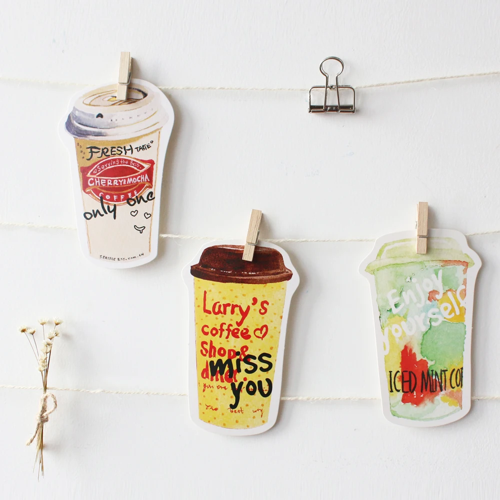 30pcs /1lot Cute Drink coffee Greeting Cards Postcards