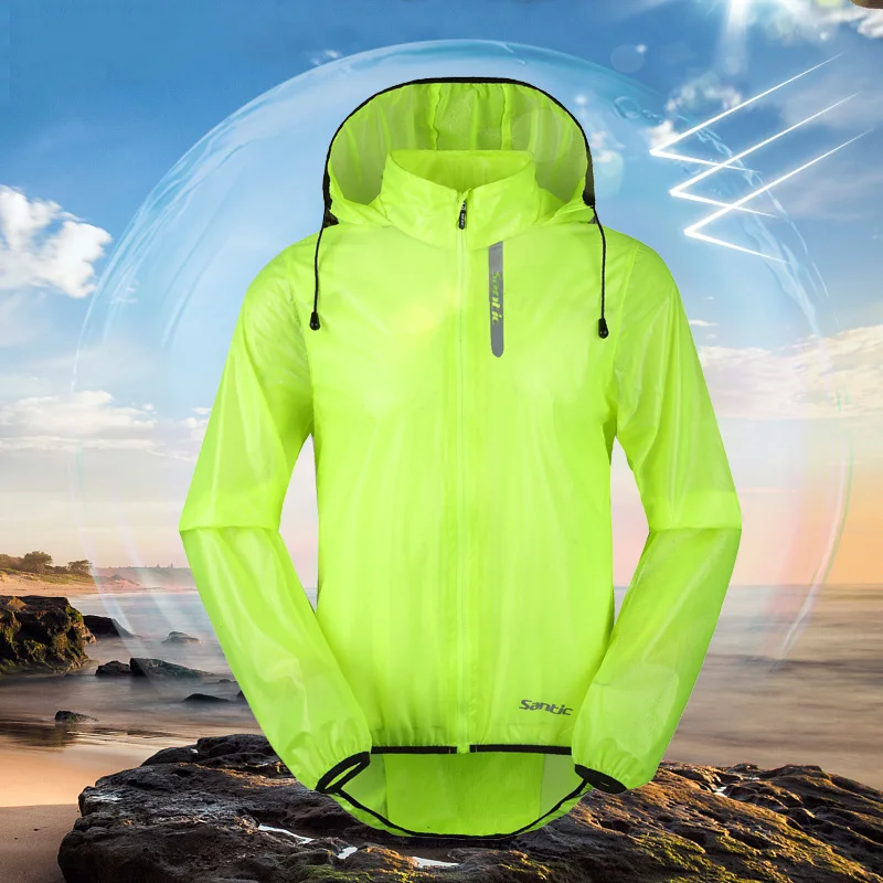 

Santic Men Cycling Windproof Jacket Anti-UV Reflective Hooded Skin Coat Anti-splashing Water Ultralight Windbreaker Sportswear
