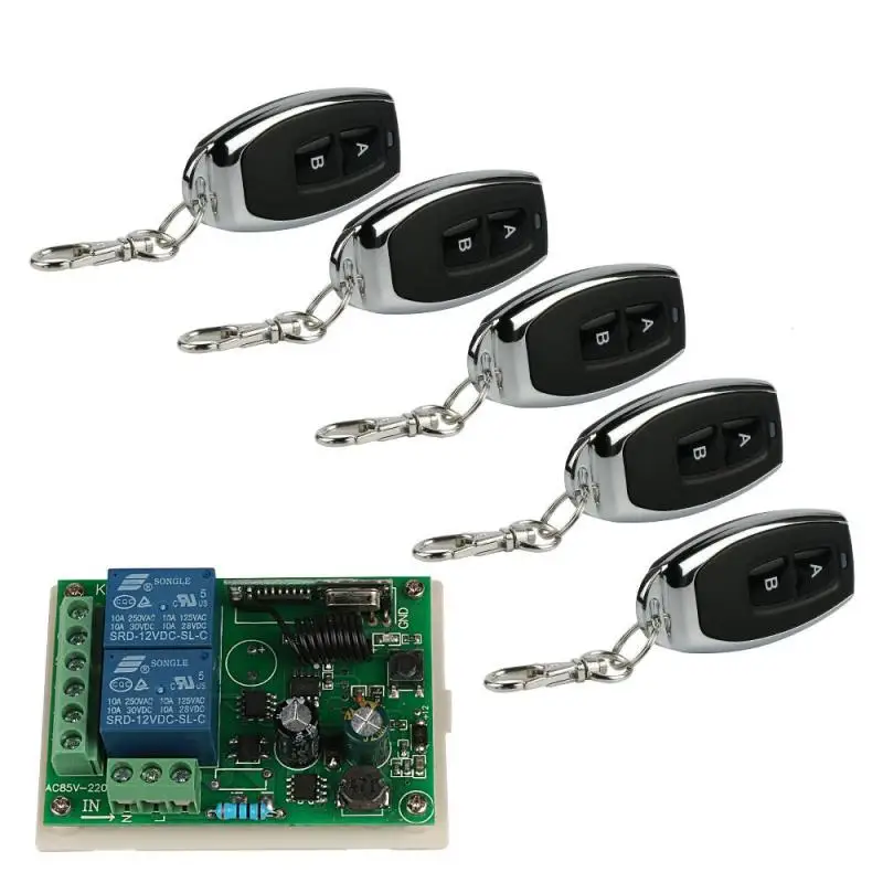 

5pcs 433MHz Wireless Remote Control Switch RF Transmitter Key Fob with 433 MHz DC 12V 2 Channel Relay Receiver Circuit Module