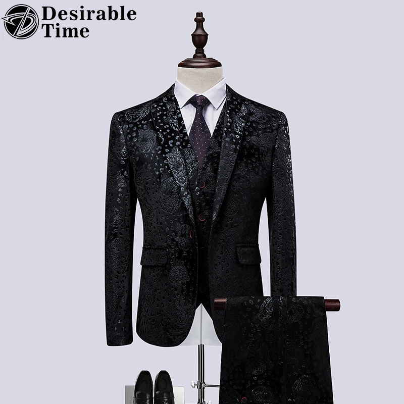 Vests Jofemuho Mens Galaxy Printed Wedding Formal Slim Dress Suit ...