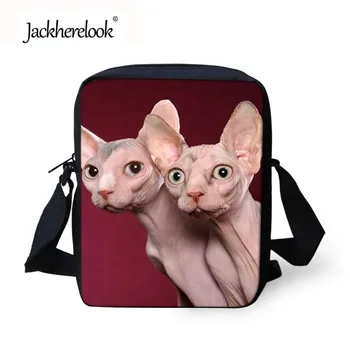 

Jackherelook Cute Women's Handbags Animal Canadian Hairless Cat Printed Casual Women Messenger Bags for Travel Small Tote Bolsa